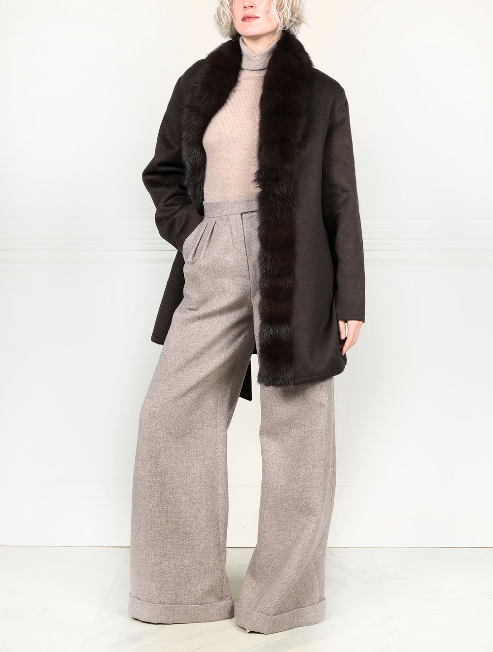 The Livia Cashmere Jacket with Sable Trim