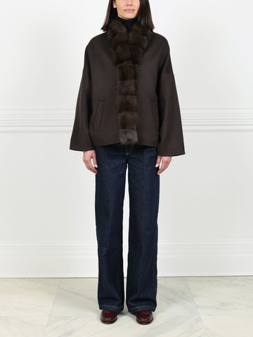 Double Face Cashmere Jacket with Russian Sable Tuxedo