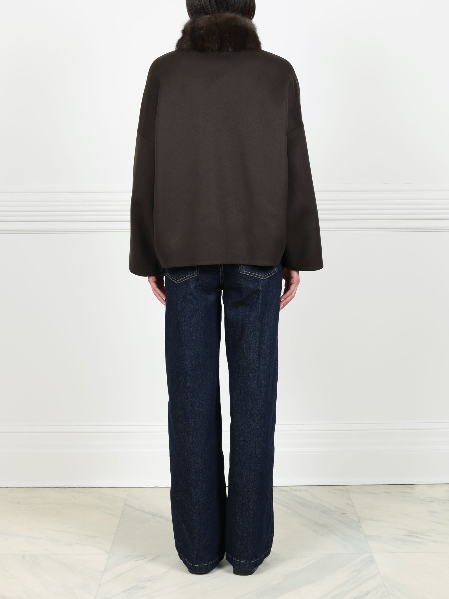 Double Face Cashmere Jacket with Russian Sable Tuxedo