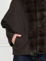 Double Face Cashmere Jacket with Russian Sable Tuxedo
