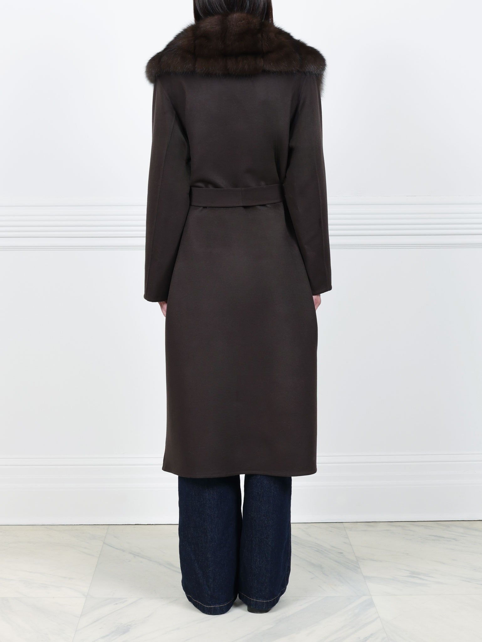 Double Face Cashmere coat with Sable Collar