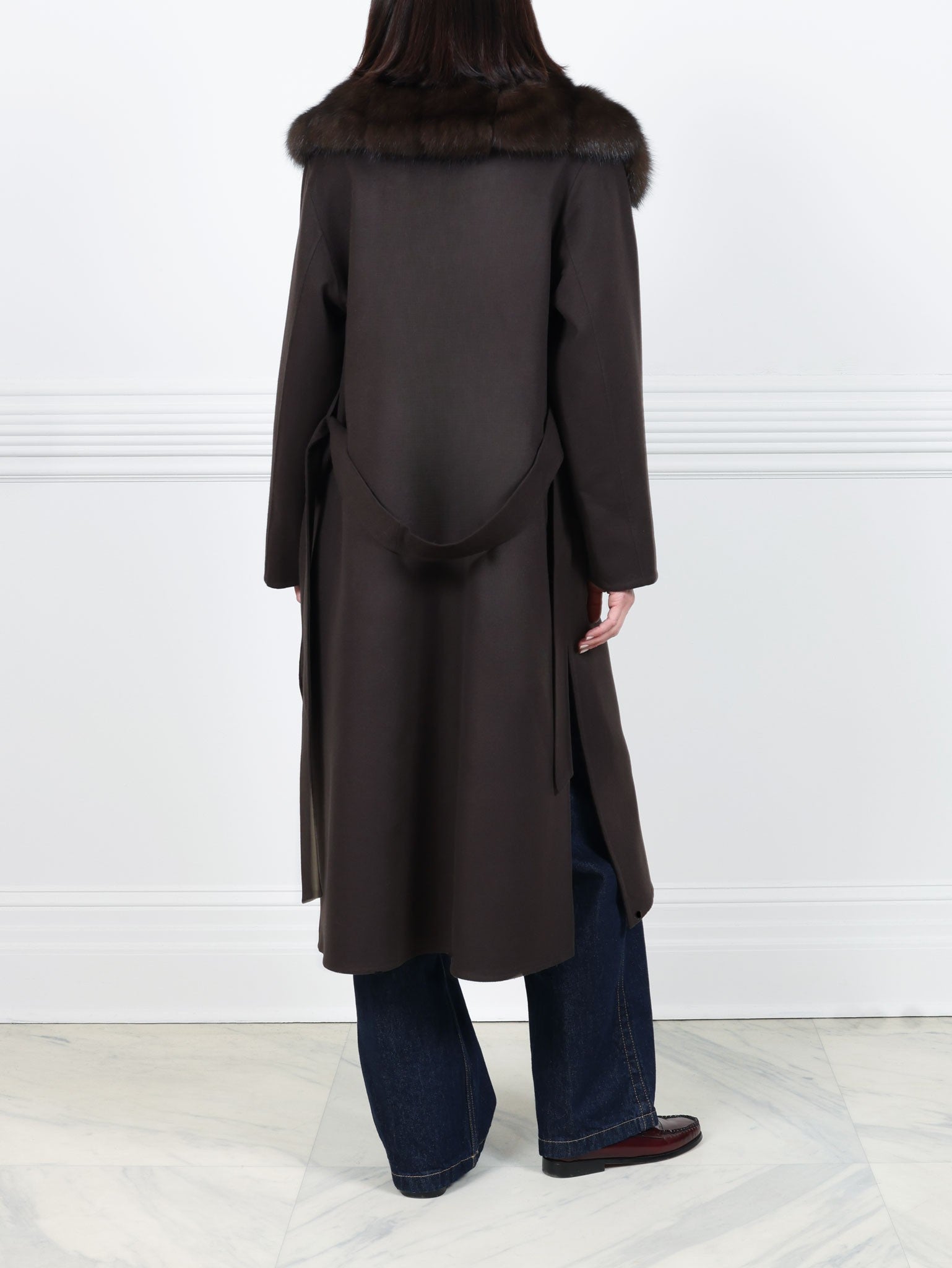 Double Face Cashmere coat with Sable Collar