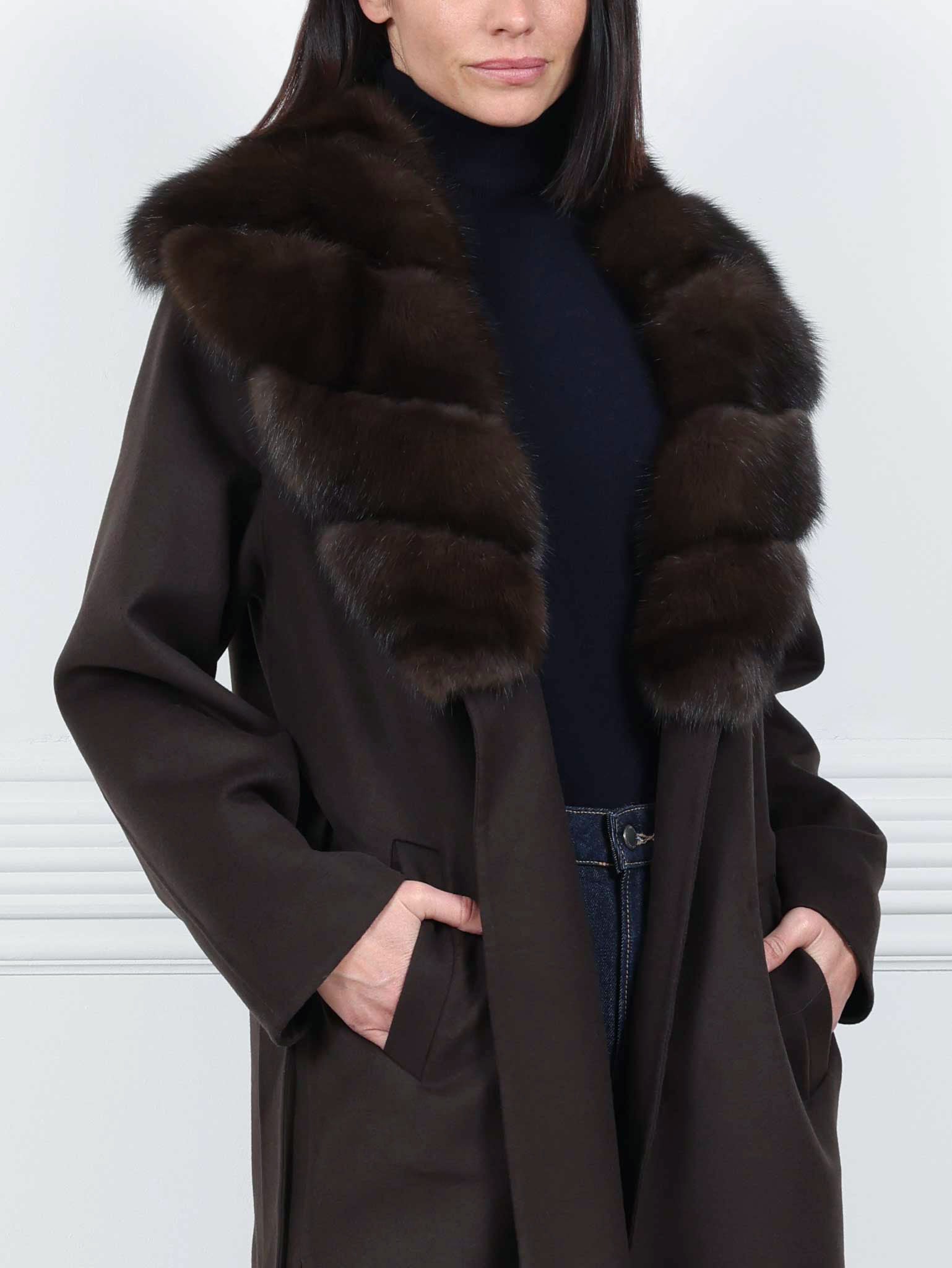 Double Face Cashmere coat with Sable Collar