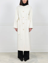 The Izzy White Cashmere Crew Neck Coat