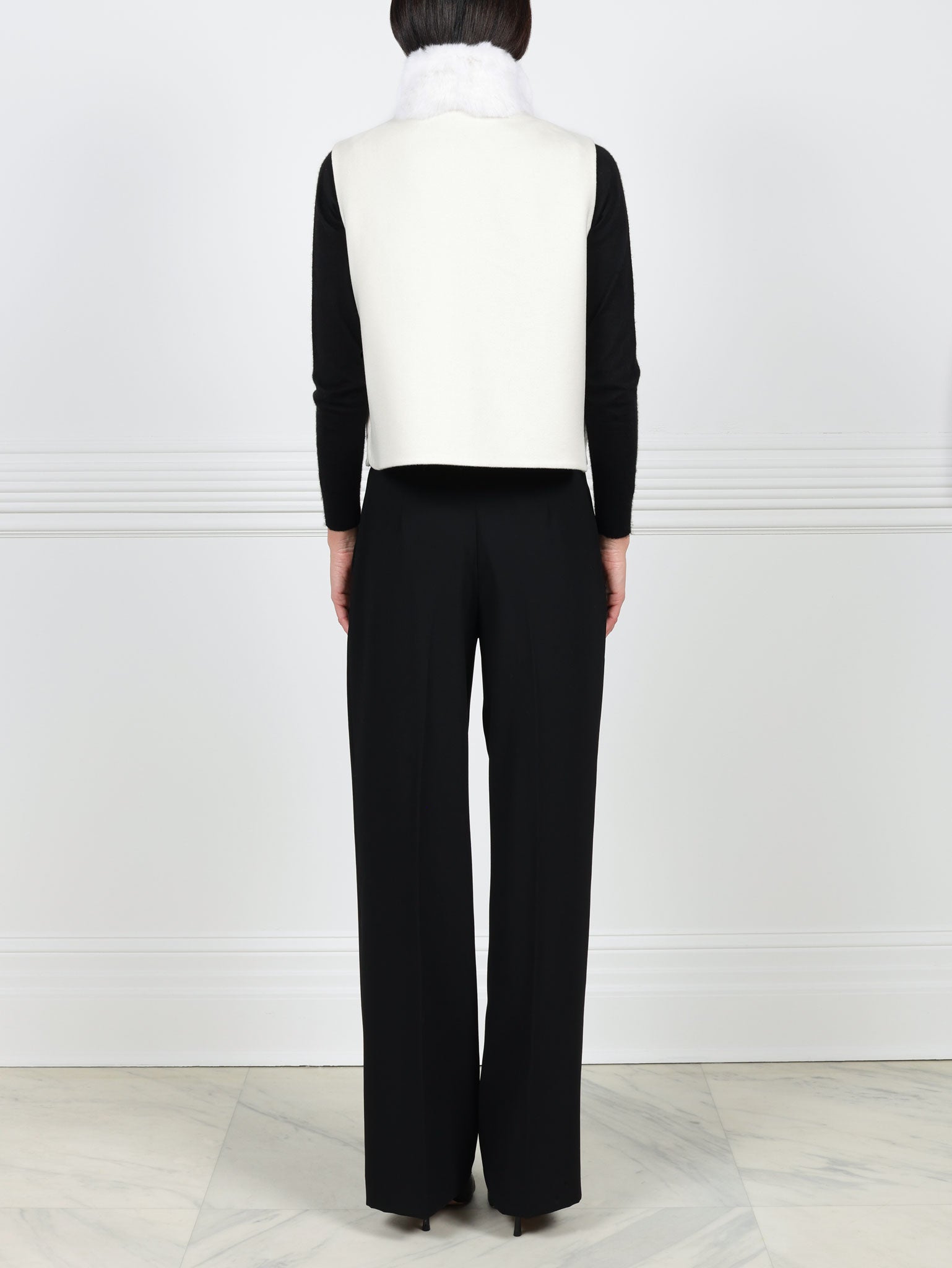 The Izzy White Cashmere Crew Neck Coat