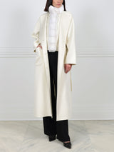 The Izzy White Cashmere Crew Neck Coat