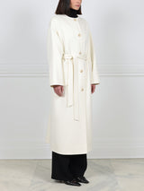 The Izzy White Cashmere Crew Neck Coat
