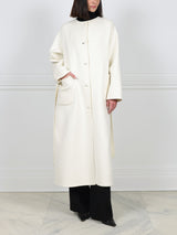 The Izzy White Cashmere Crew Neck Coat