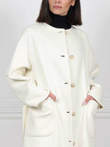 The Izzy White Cashmere Crew Neck Coat