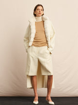 The Izzy White Cashmere Crew Neck Coat