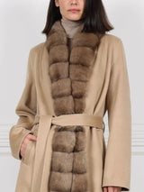 Double Face Cashmere coat with Sable tuxedo