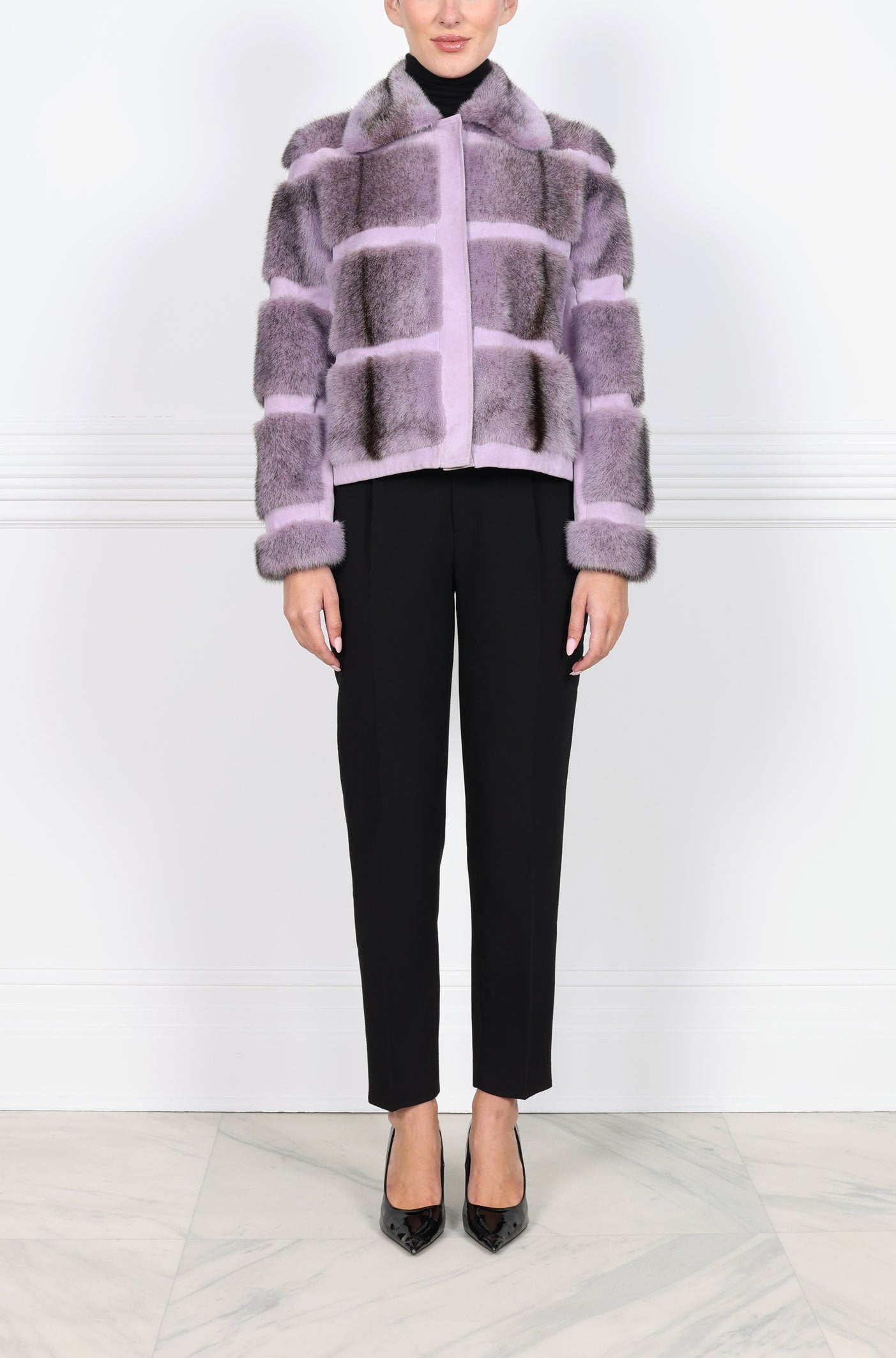 コート PLAIN FW25 FAKE MINK FUR JACKET (JJ25068 BORDEAUX) Mink Fur Jacket in Golden Brown Color