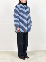 Diagonal 2 tone Fox Fur Coat