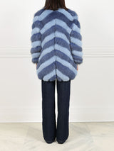 Diagonal 2 tone Fox Fur Coat