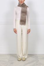 49.5" Cross Cut Mink Scarf in Taupe