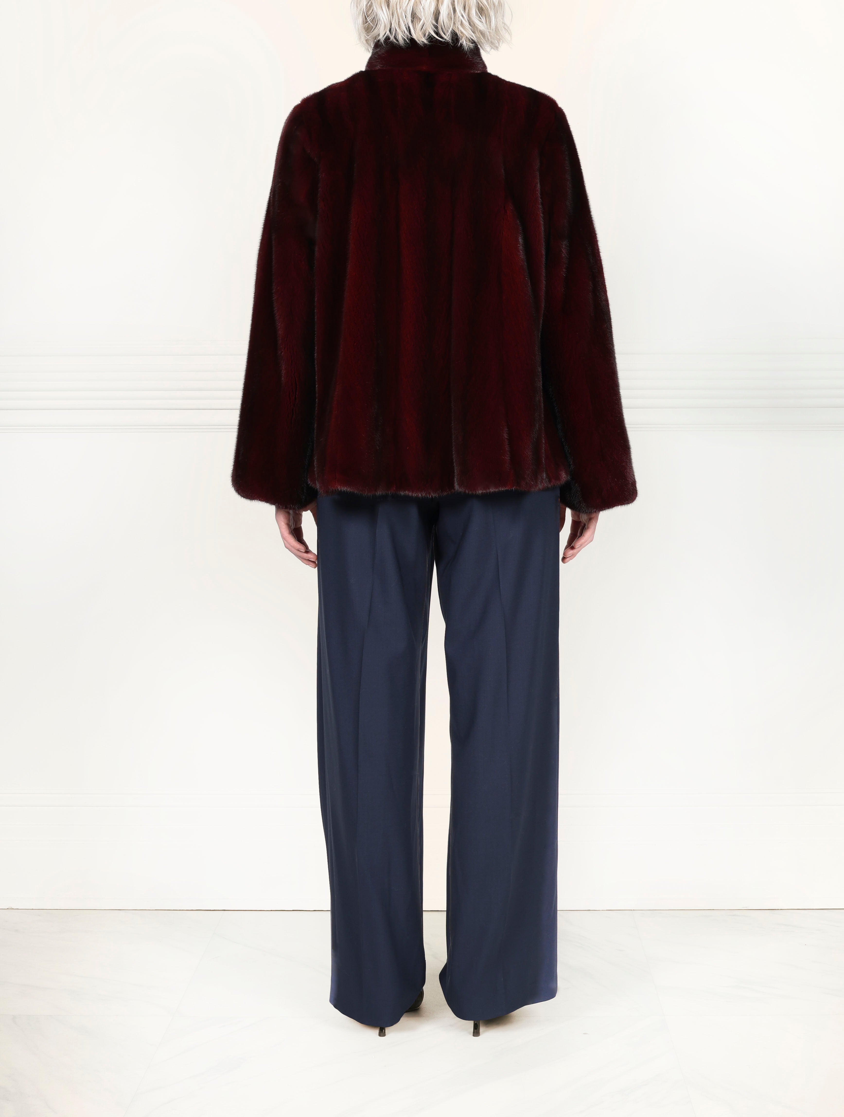 The Grayson Mink Fur Jacket in Burgundy