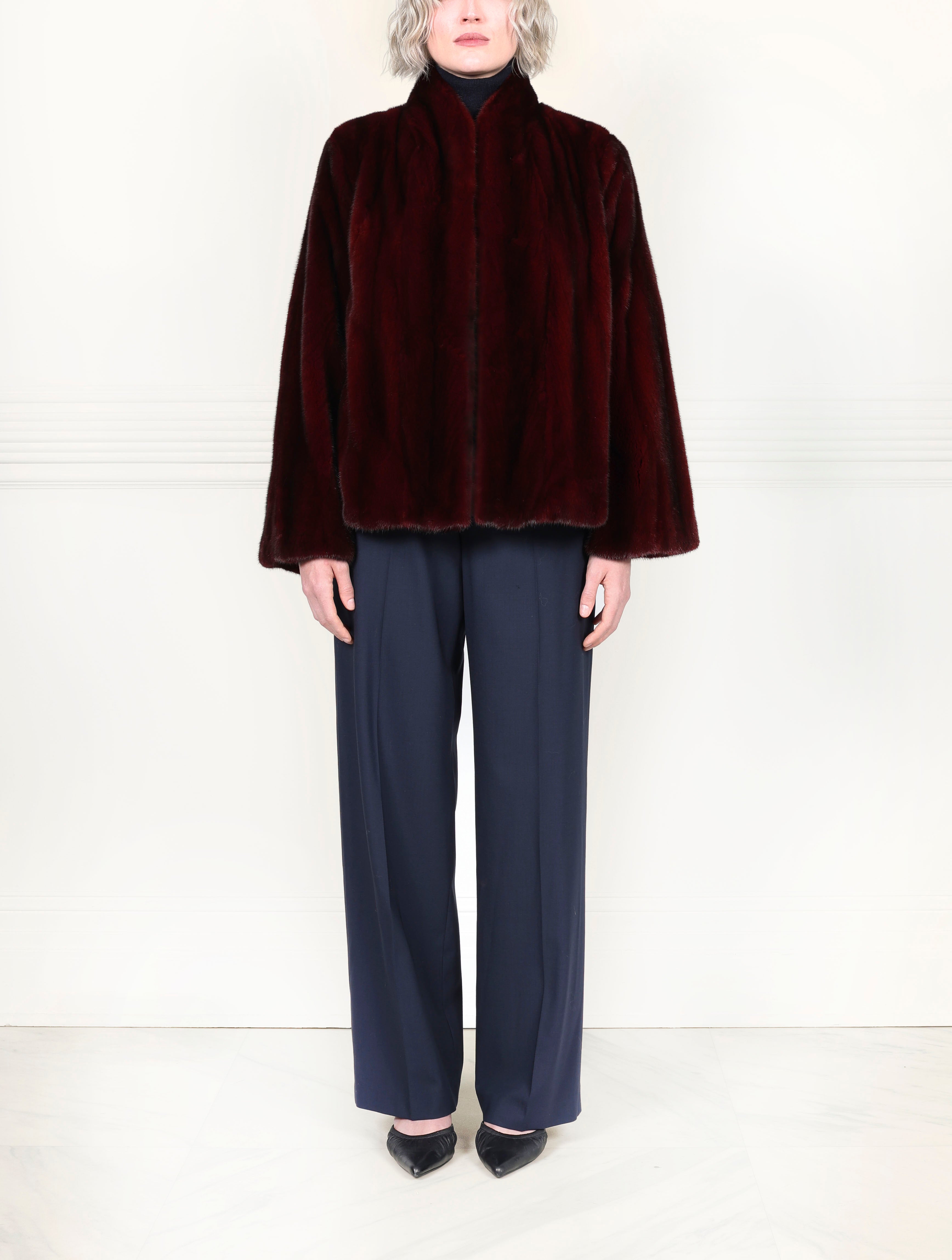 The Grayson Mink Fur Jacket in Burgundy