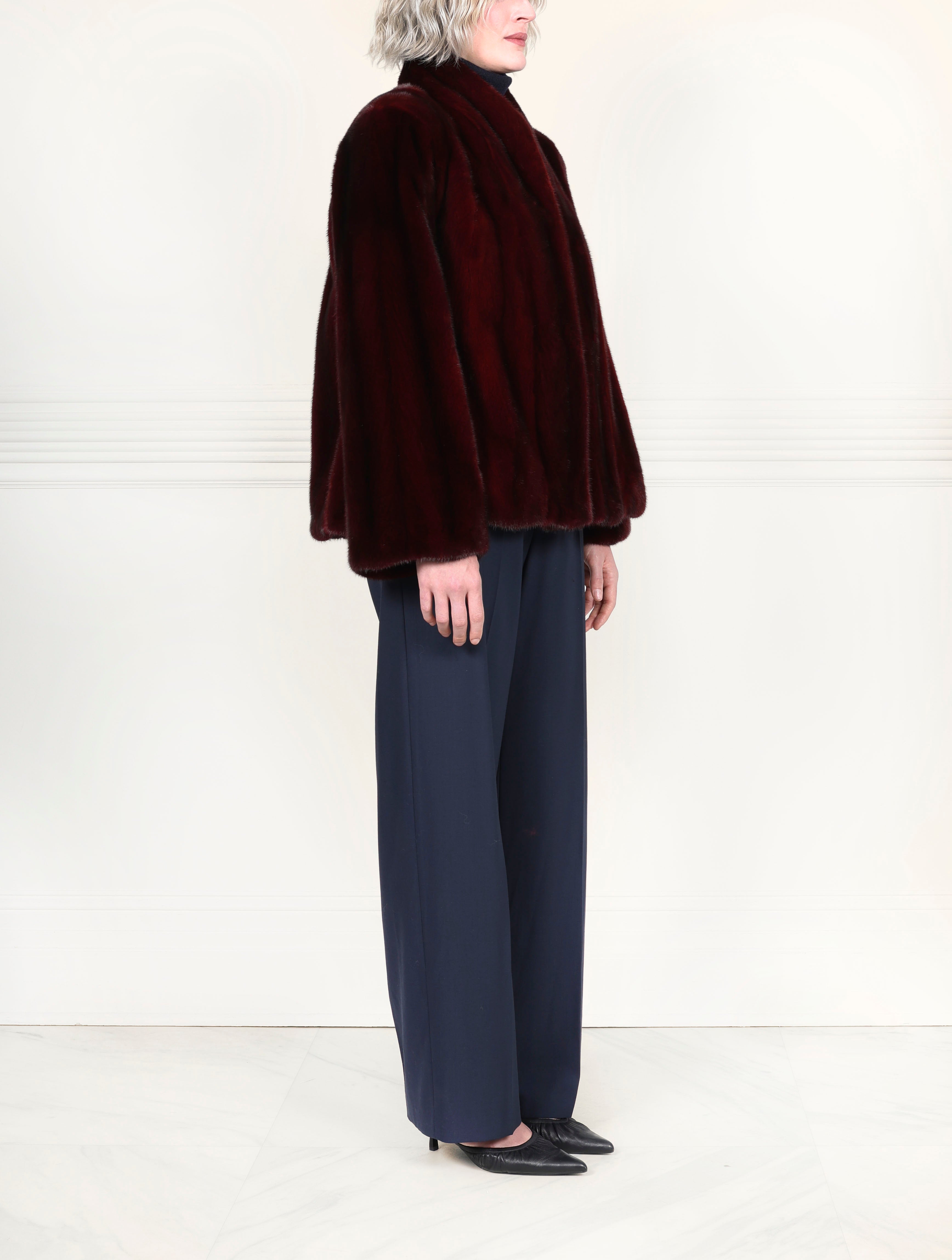 The Grayson Mink Fur Jacket in Burgundy