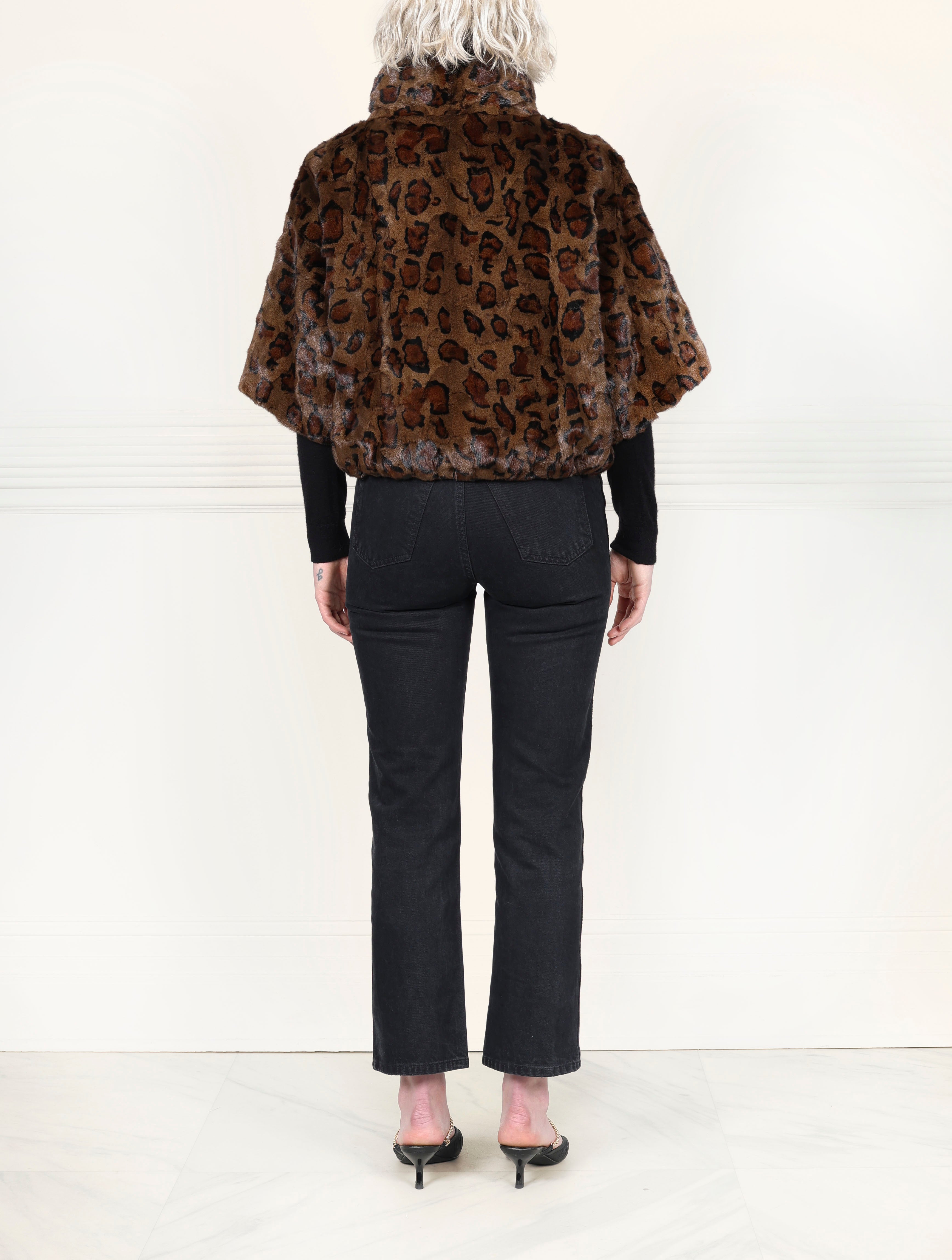 The Errika Upcycled Mink Fur Jacket in Leopard Print