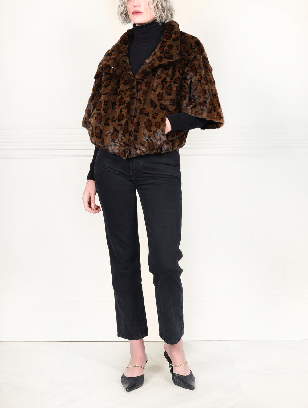 The Errika Upcycled Mink Fur Jacket in Leopard Print