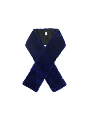 Cross Cut Mink Fur Scarf In Cobalt Blue