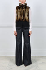 Fitch Fur Vest with Black Cashmere Hem