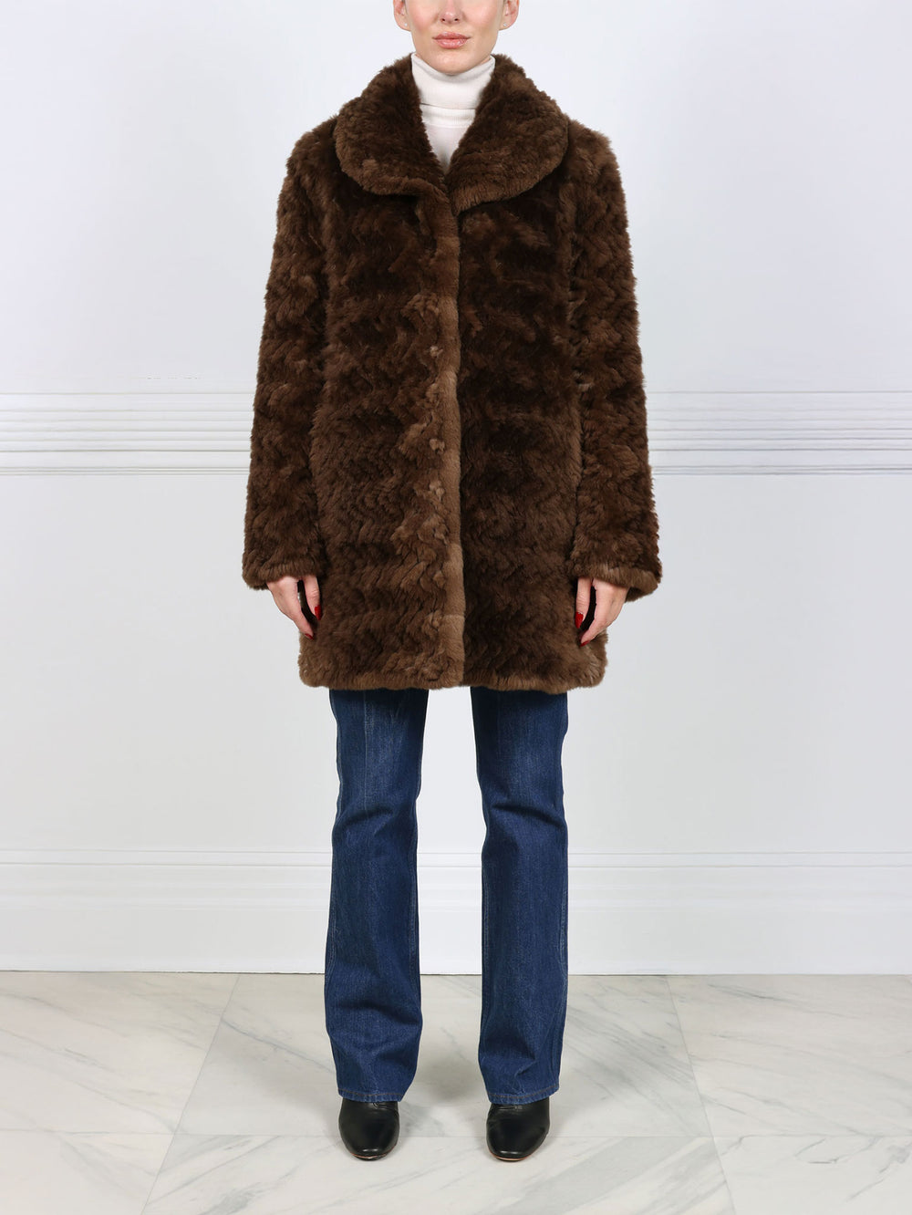 The Zig Zag Knitted Fur Coat