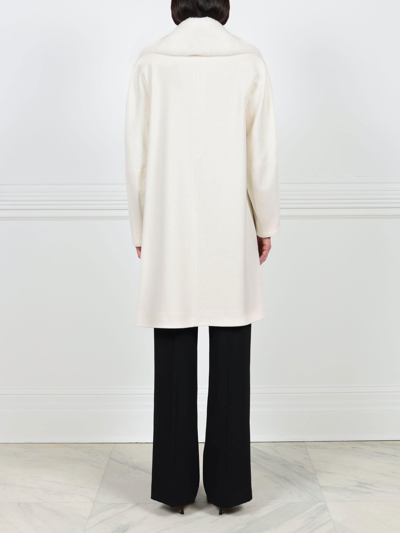 Wool  Clutch Coat with Mink Tuxedo Front