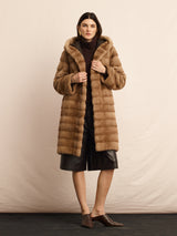 The Delaney Hooded Reversible Mink Fur Coat in Pastel