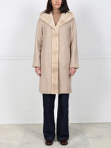 Hooded Mink Fur Coat Reversible to Wool Cashmere Blend