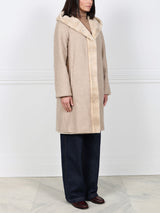 Hooded Mink Fur Coat Reversible to Wool Cashmere Blend