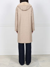 Hooded Mink Fur Coat Reversible to Wool Cashmere Blend