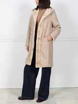 Hooded Mink Fur Coat Reversible to Wool Cashmere Blend