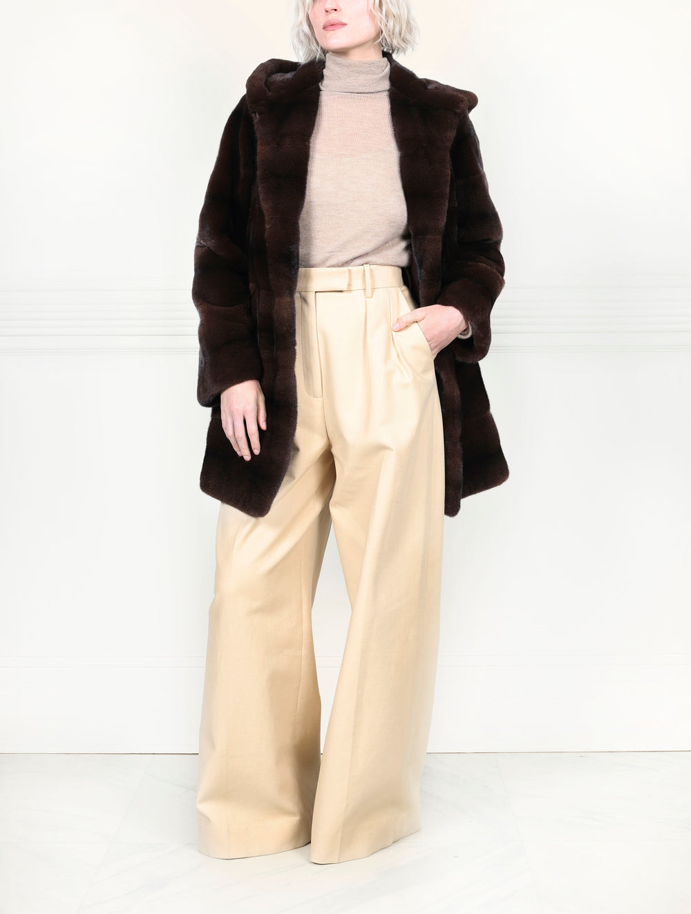 The Sharon Hooded Mink Fur Short Coat