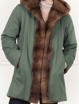The Sandy Mink Reversible Coat in Green