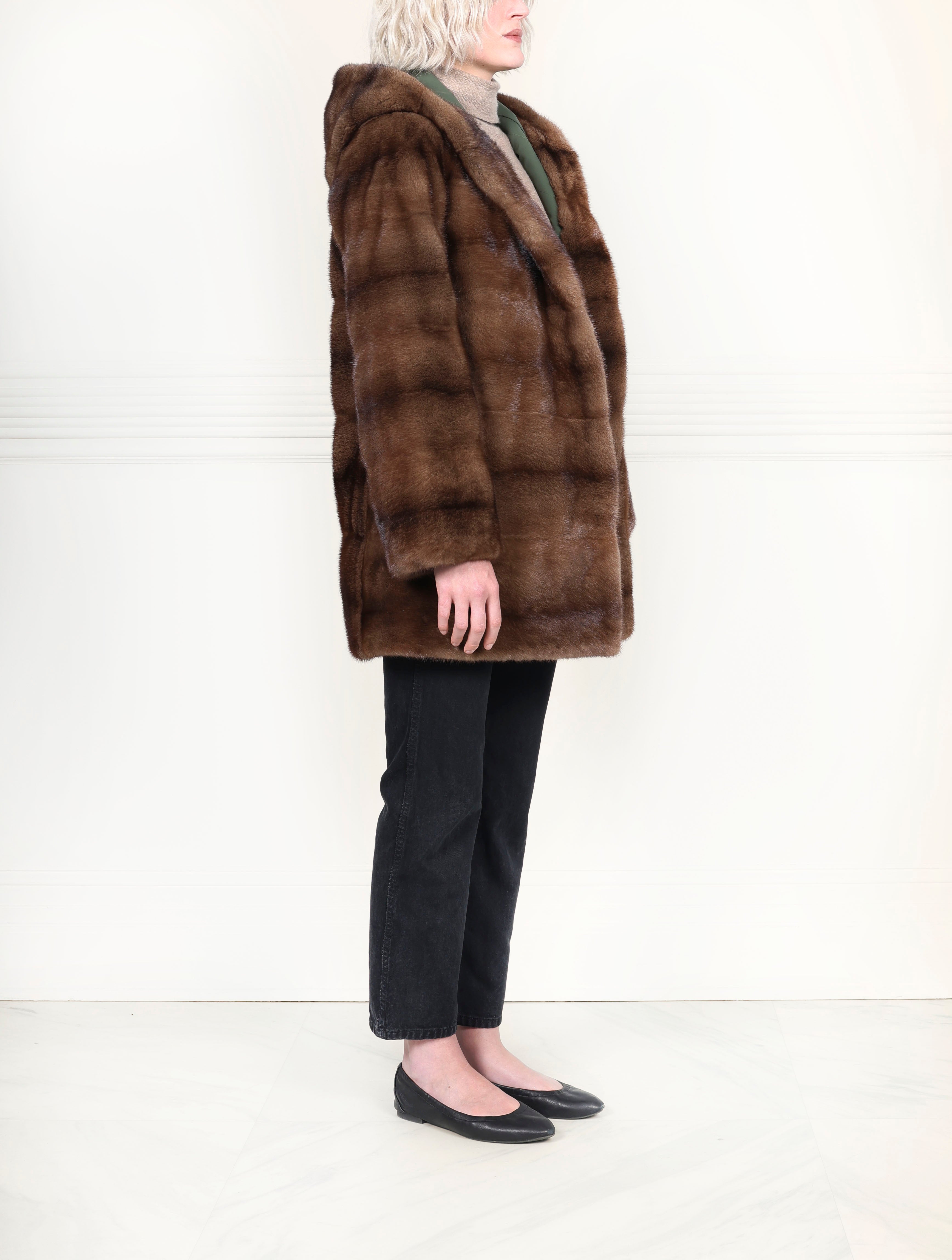 The Sandy Mink Reversible Coat in Green
