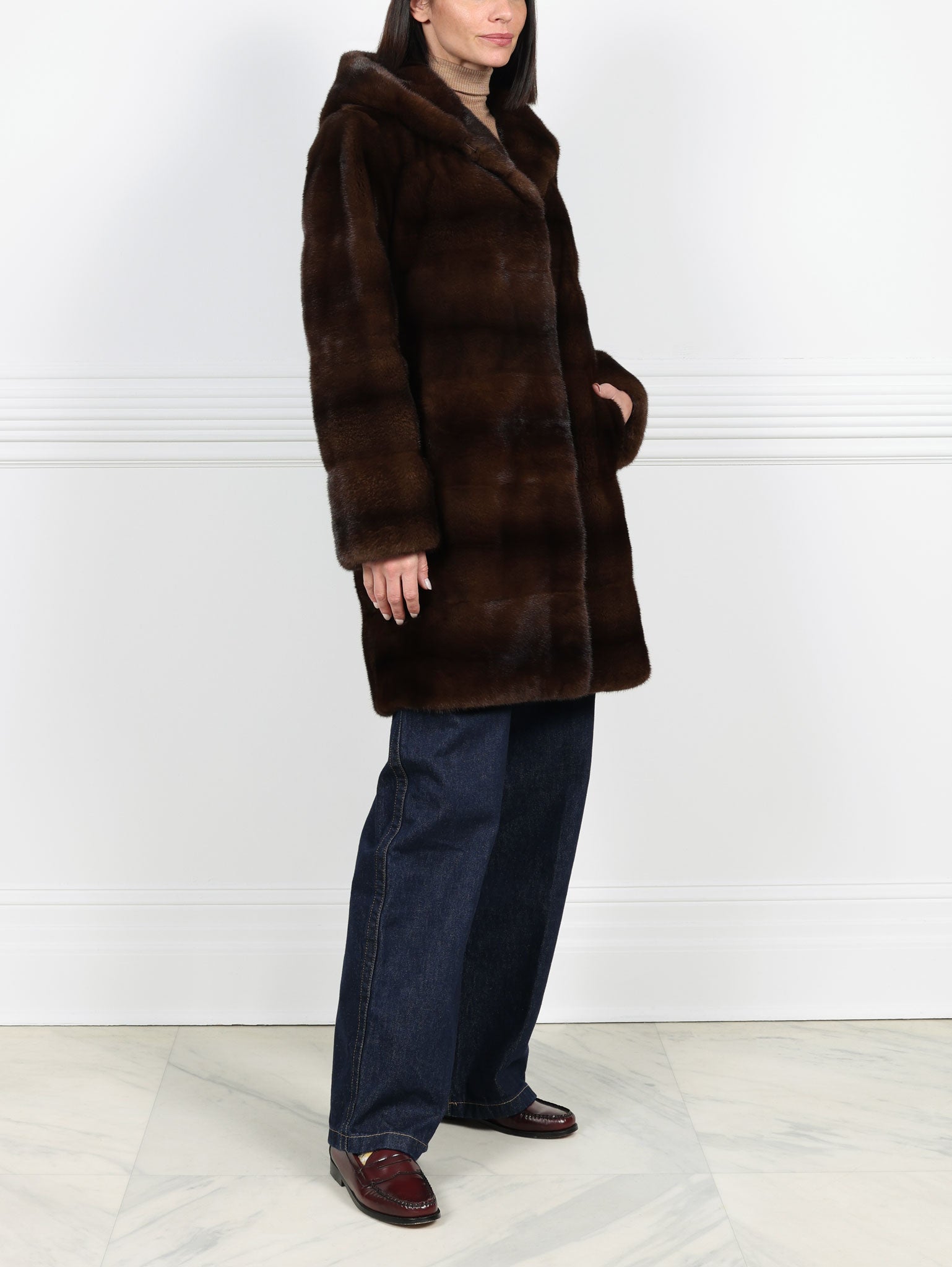 The Sharon Hooded Mink Fur Short Coat