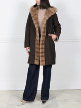 The Delaney Hooded Reversible Mink Fur Coat in Pastel