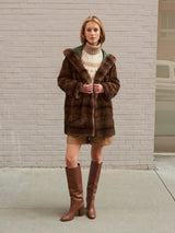 The Sandy Mink Reversible Coat in Green
