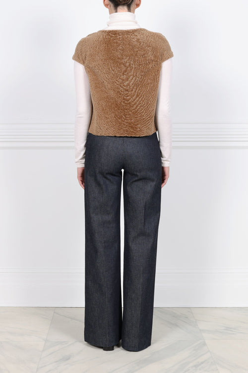 The  Cap Sleeve Shearling Vest