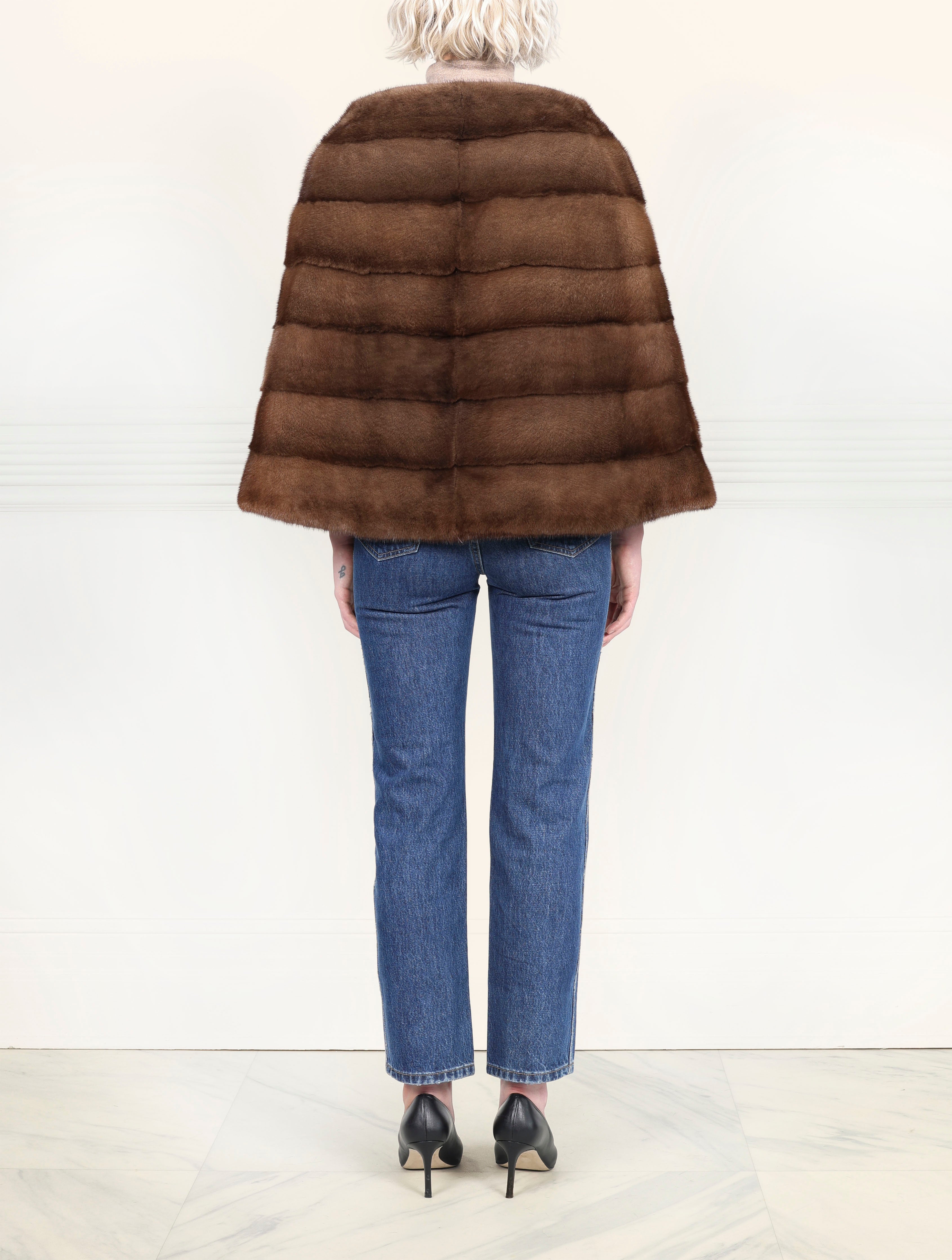 The Valerie Mink Poncho in Brown