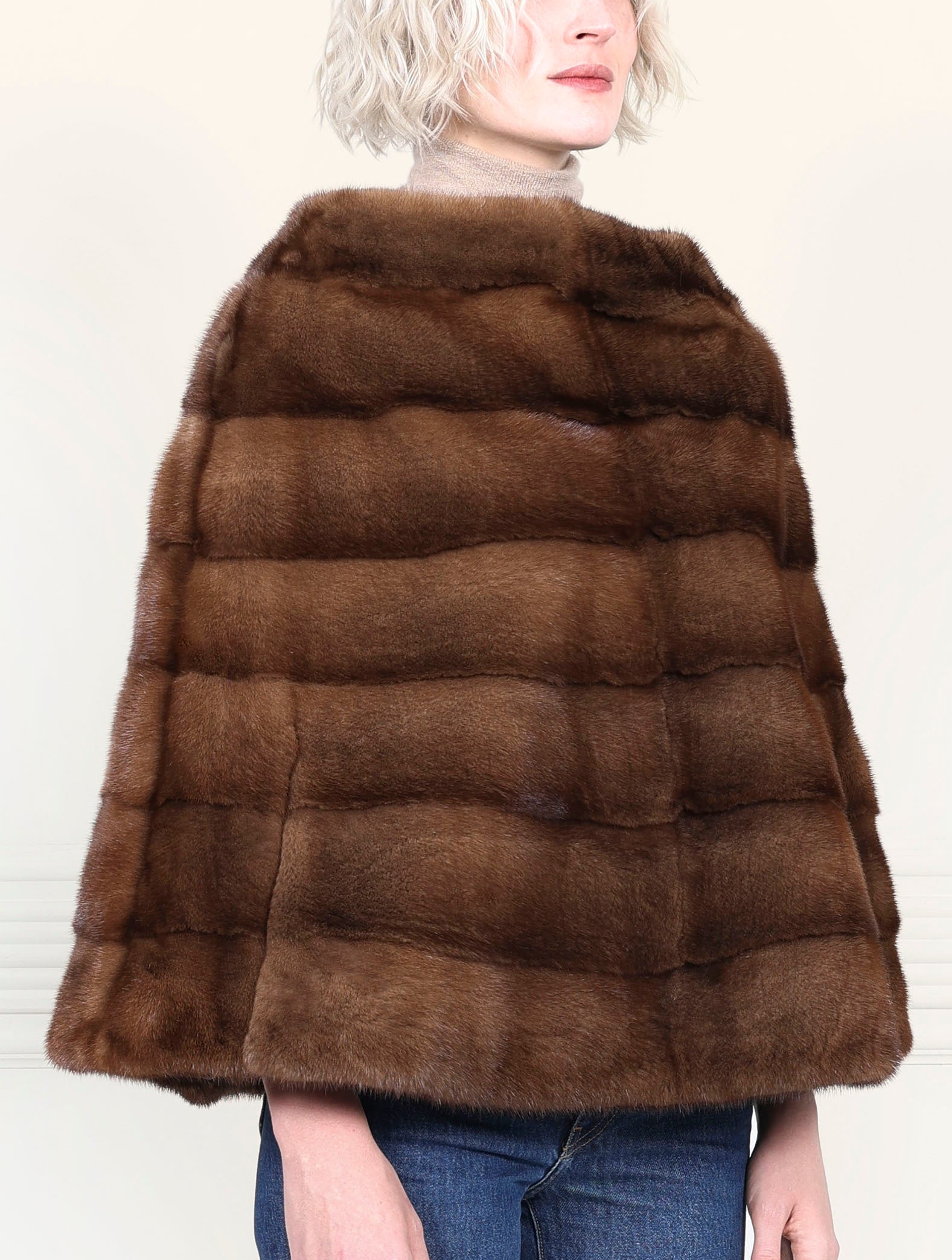 The Valerie Mink Poncho in Brown