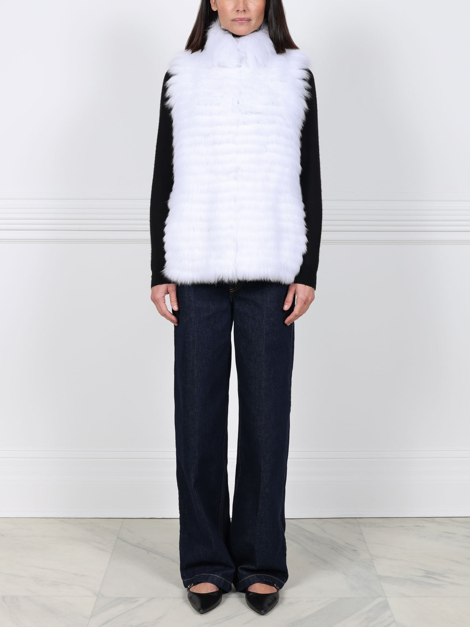 The Nina Stripped Fox Fur Vest