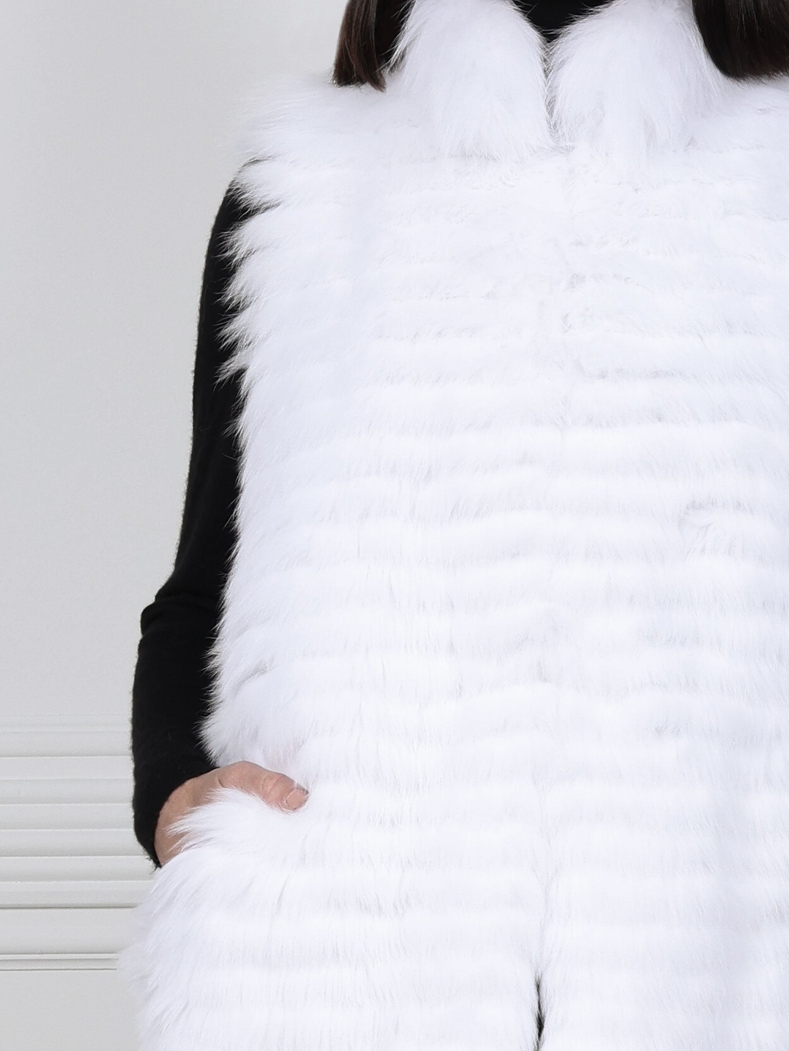 The Nina Stripped Fox Fur Vest