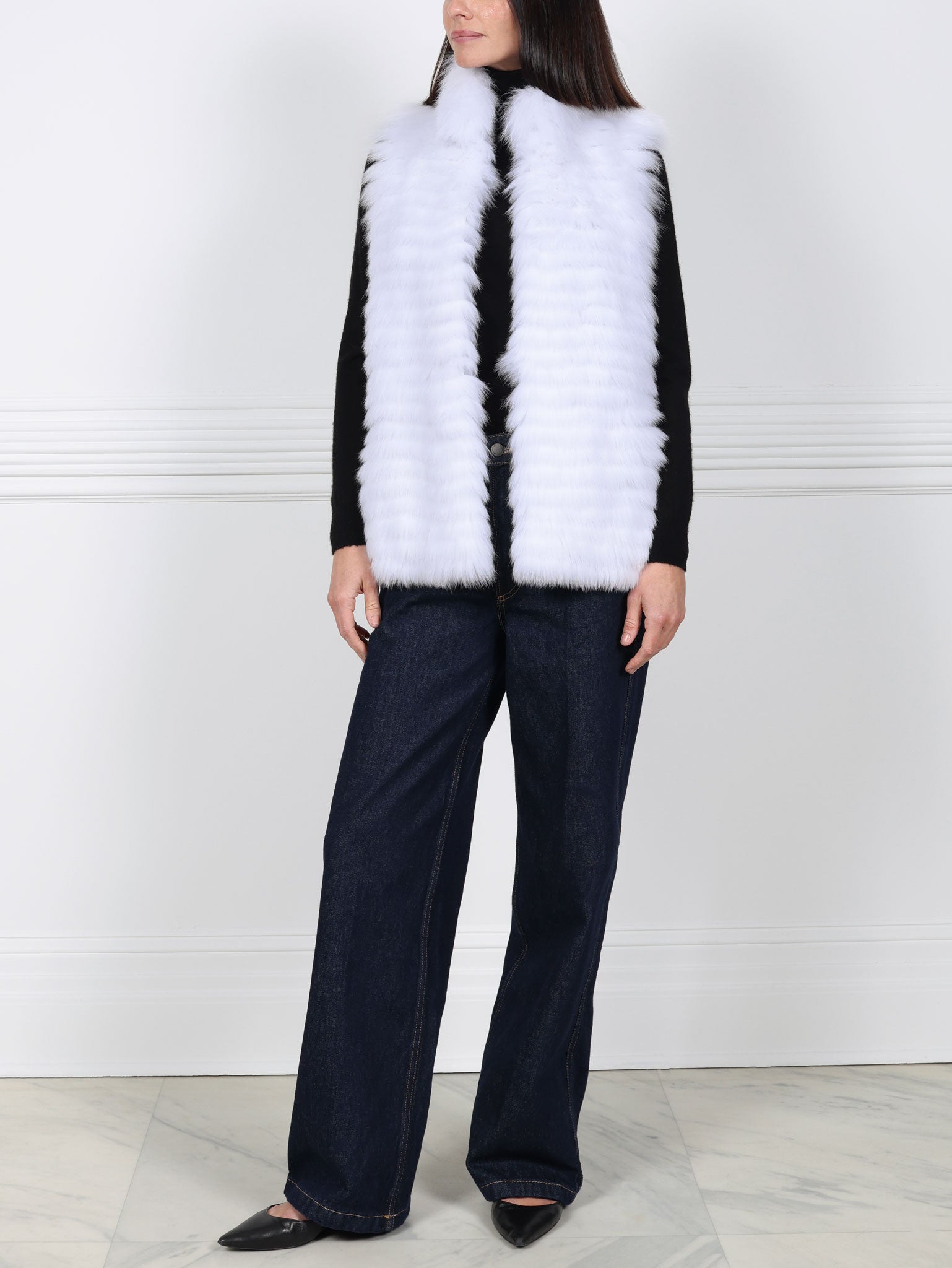 The Nina Stripped Fox Fur Vest