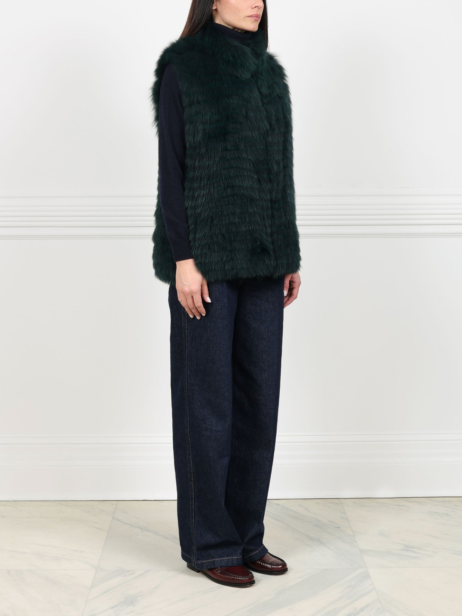 The Nina Stripped Fox Fur Vest