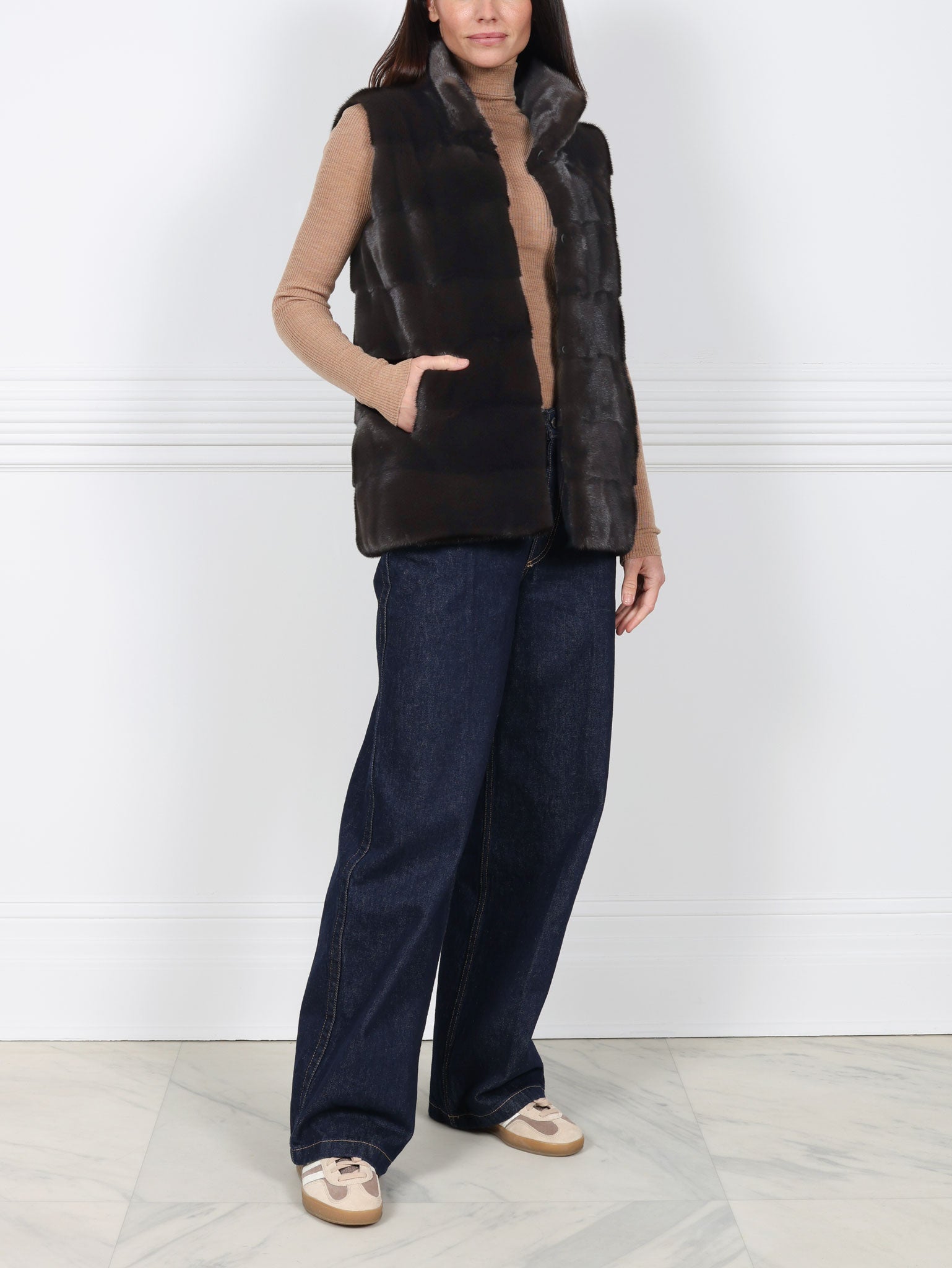 The Nina Horizontal Mink Fur Vest