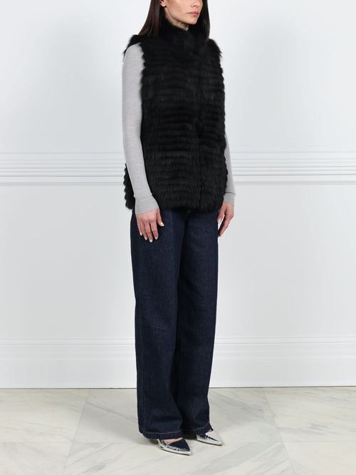Stripped Fox Fur Vest