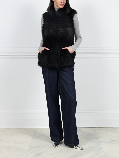 Stripped Fox Fur Vest
