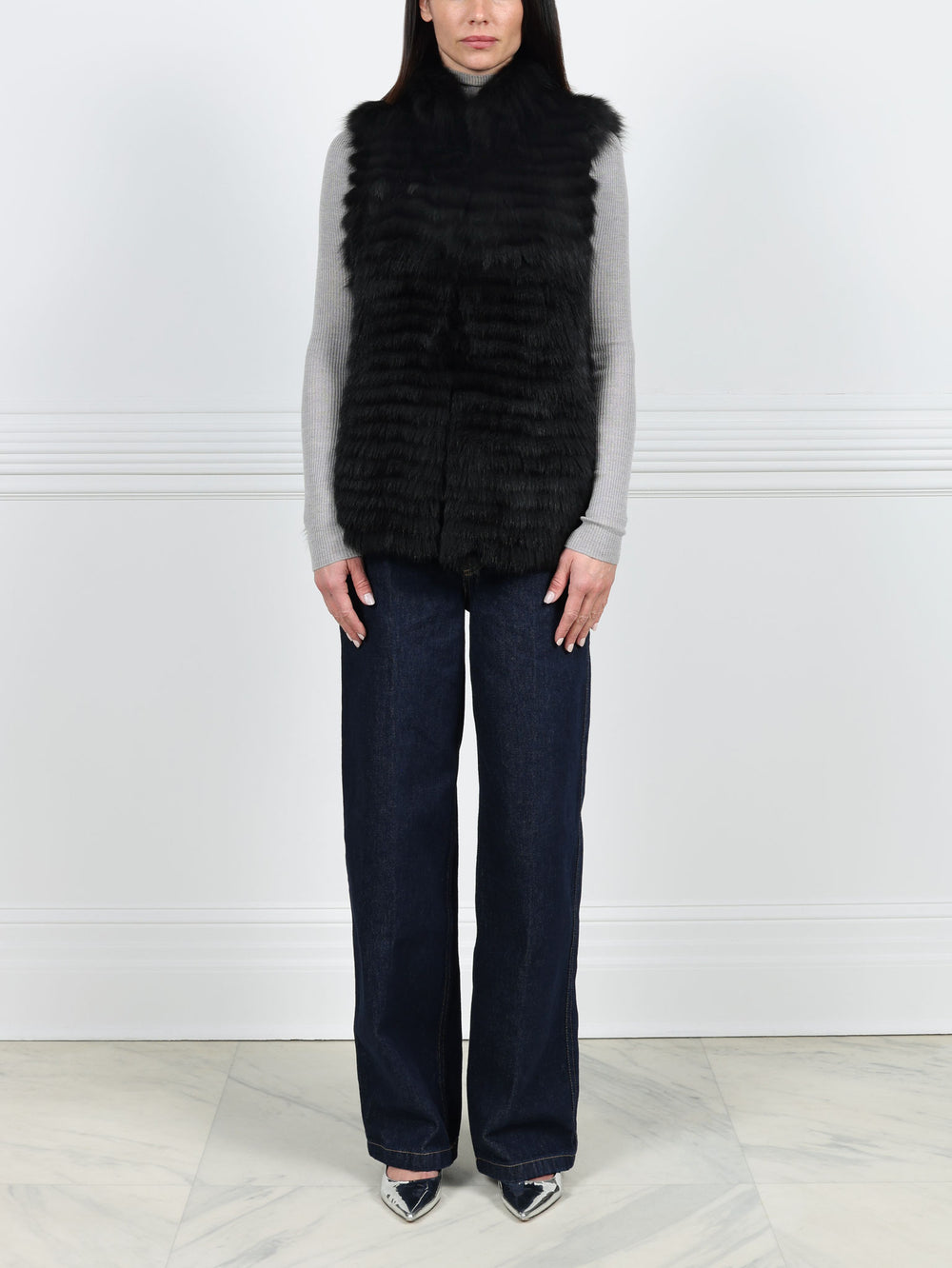 The Nina Stripped Fox Fur Vest